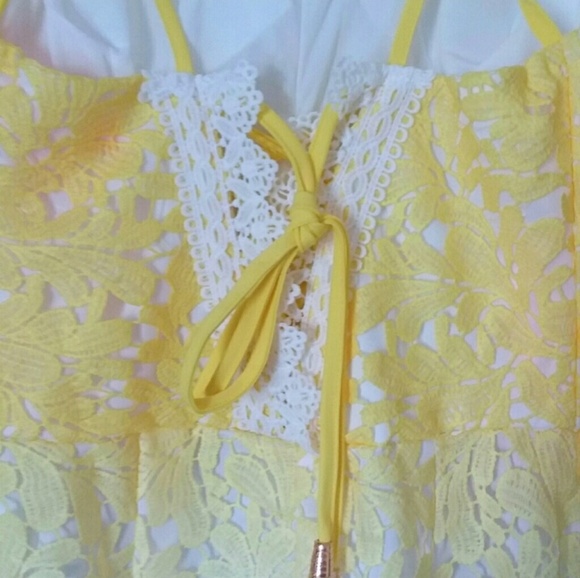 Yellow white ombre lace mini dress size S M L - Picture 7 of 8